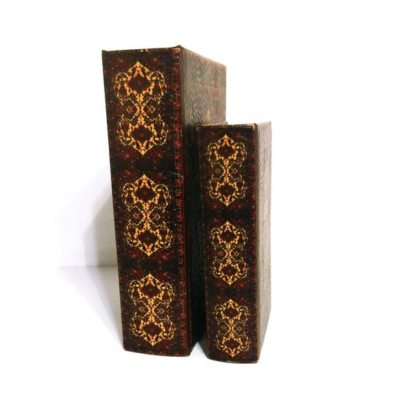 Decorative Book Box Set of 2 Storage Hideaway Trinket Classic Book Lined - Picture 7 of 7